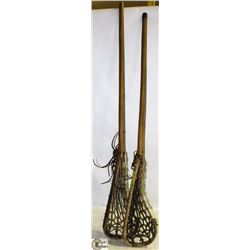 VINTAGE WOODEN LACROSSE STICKS.