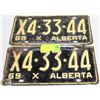 Image 1 : LOT OF 2 1969 LICENSE PLATES