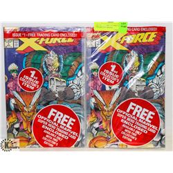 LOT OF 2 X-FORCE #1 FIRST EDTION COLLECTORS BOOKS.