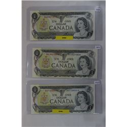 Canada One Dollar Bills (3)