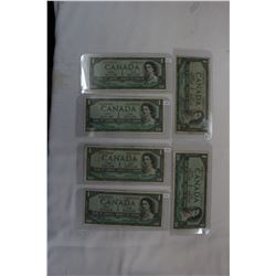 Canada One Dollar Bills (6)