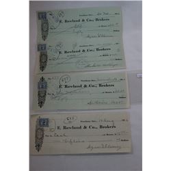 Four Cheques with Custom Stamp
