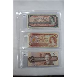 Canada Two Dollar Bills (3)