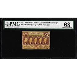 1862 Twenty-Five Cent First Issue Fractional Currency Note Fr.1281 PMG Choice Unc. 63