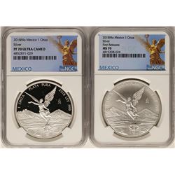 Set of 2018 Mexico 1 Onza Silver Libertad Coins NGC MS70 & PF70 Ultra Cameo