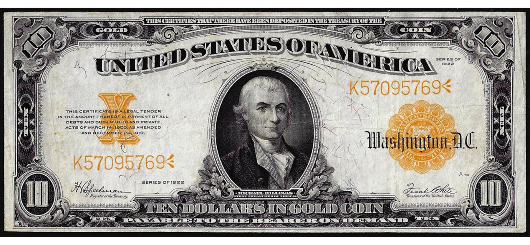1922 10 Gold Certificate Note 1922-10-gold-certificate-note