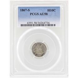 1867-S Seated Liberty Half Dime Coin PCGS AU58