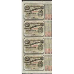 Uncut Sheet of (4) State of Louisiana Baby Bond Obsolete Notes
