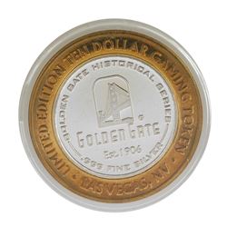 .999 Silver Golden Gate Las Vegas, NV $10 Casino Limited Edition Gaming Token