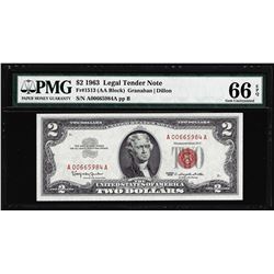 1963 $2 Legal Tender Note Fr.1513 PMG Gem Uncirculated 66EPQ