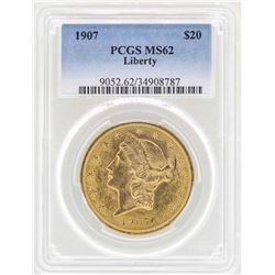 1907 $20 Liberty Head Double Eagle Gold Coin PCGS MS62
