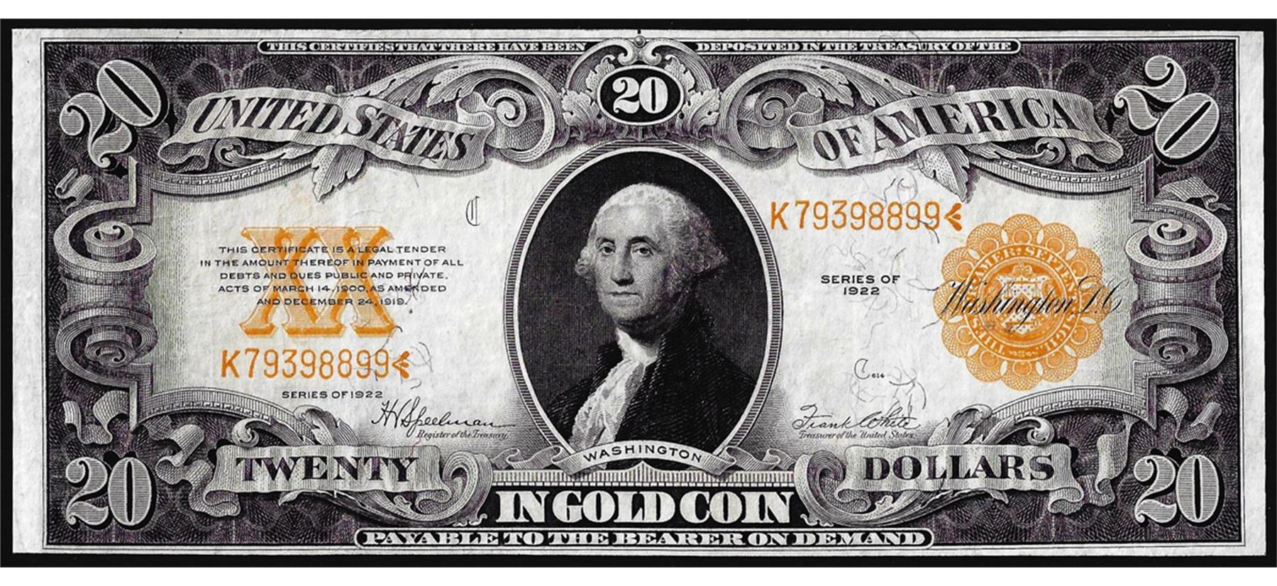 1922 $20 Gold Certificate Note 1922 $20 Gold Certificate Note