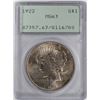 Image 1 : 1922 $1 Peace Silver Dollar Coin PCGS MS63 Green Rattler Holder