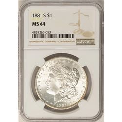 1881-S $1 Morgan Silver Dollar Coin NGC MS64