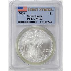 2006 $1 American Silver Eagle Coin PCGS MS69 First Strike