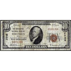 1929 $10 Huntington NB of Columbus, OH CH# 7745 National Currency Note