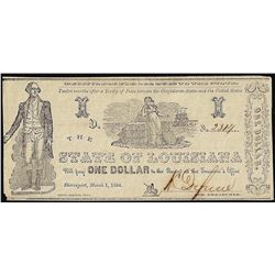 1864 $1 State of Louisiana Obsolete Note