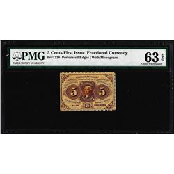 1862 Five Cents First Issue Fractional Note Fr. 1228 PMG Choice Uncirculated 63EPQ