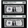 Image 1 : (2) Consecutive 1928B $1 Silver Certificate Notes Fr.1602 PMG Choice Uncirculated 64EPQ