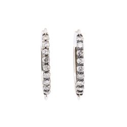 14KT White Gold 0.45 ctw Diamond Oval Hoop Earrings