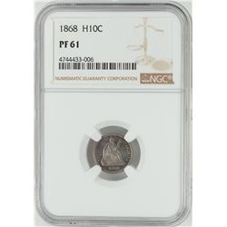 1868 Proof Seated Liberty Half Dime Coin NGC PF61