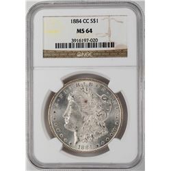 1884-CC $1 Morgan Silver Dollar Coin NGC MS64