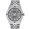 Image 2 : Rolex Men's Stainless Steel Meteorite Datejust Wristwatch w/ Diamond & Ruby Bezel