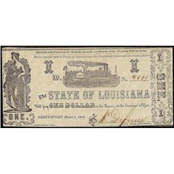 1864 $1 State of Louisiana Obsolete Note