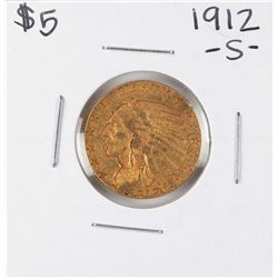 1912-S $5 Indian Head Half Eagle Gold Coin