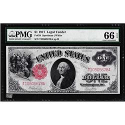 1917 $1 Legal Tender Note Fr.39 PMG Gem Uncirculated 66PPQ