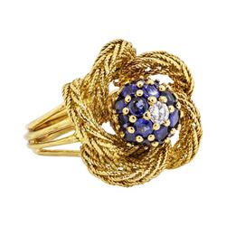 18KT Yellow Gold 1.00 ctw Sapphire and Diamond Ladies Ring