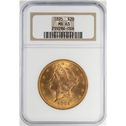 1895 $20 Liberty Head Double Eagle Gold Coin NGC MS63