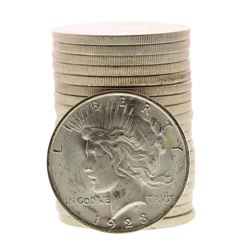 Roll of (20) Brilliant Uncirculated 1923 $1 Peace Silver Dollar Coins