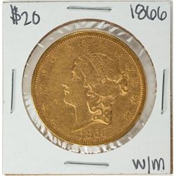 1866 Motto $20 Liberty Head Double Eagle Gold Coin