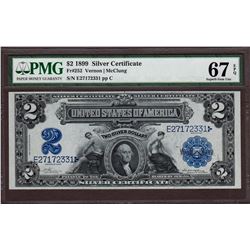 1899 $2 Mini-Porthole Silver Certificate Note Fr.252 PMG Superb Gem Unc 67EPQ