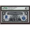 Image 1 : 1899 $2 Mini-Porthole Silver Certificate Note Fr.252 PMG Superb Gem Unc 67EPQ