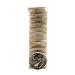 Roll of (50) Brilliant Uncirculated 1960 Roosevelt Dime Coins
