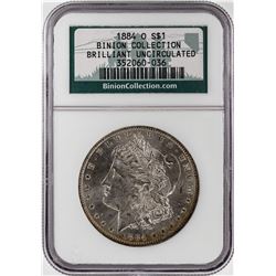 1884-O $1 Morgan Silver Dollar Coin NGC Brilliant Uncirculated Binion Hoard