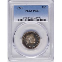 1904 Proof Barber Quarter Coin PCGS PR67 Amazing Color