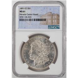 1891-CC $1 Morgan Silver Dollar Coin NGC MS61