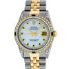 Image 2 : Rolex Mens Two Tone 14K Lugs MOP Emerlads & Diamond 36MM Datejust