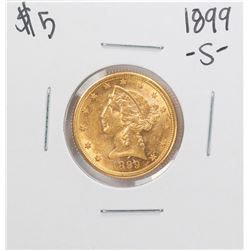 1899-S $5 Liberty Head Half Eagle Gold Coin