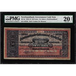 1912-13 Newfoundland 50 Cents Government Cash Note NF-8c PMG Very Fine 20 Net