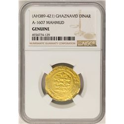 AH389-421 Ghaznavid Dinar A-1607 Mahmud Gold Coin NGC Genuine