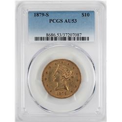 1879-S $10 Liberty Head Eagle Gold Coin PCGS AU53