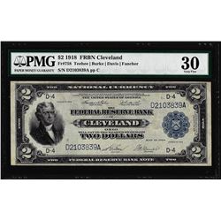 1918 $2 Battleship Federal Reserve Note Cleveland Fr.758 PMG Very Fine 30