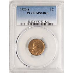 1920-S Lincoln Wheat Cent Coin PCGS MS64RB