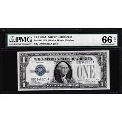 1928A $1 Funnyback Silver Certificate Note Fr.1601 PMG Gem Uncirculated 66EPQ