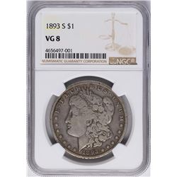 1893-S $1 Morgan Silver Dollar Coin NGC VG8