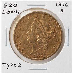 1876-S Liberty Head $20 Double Eagle Gold Coin